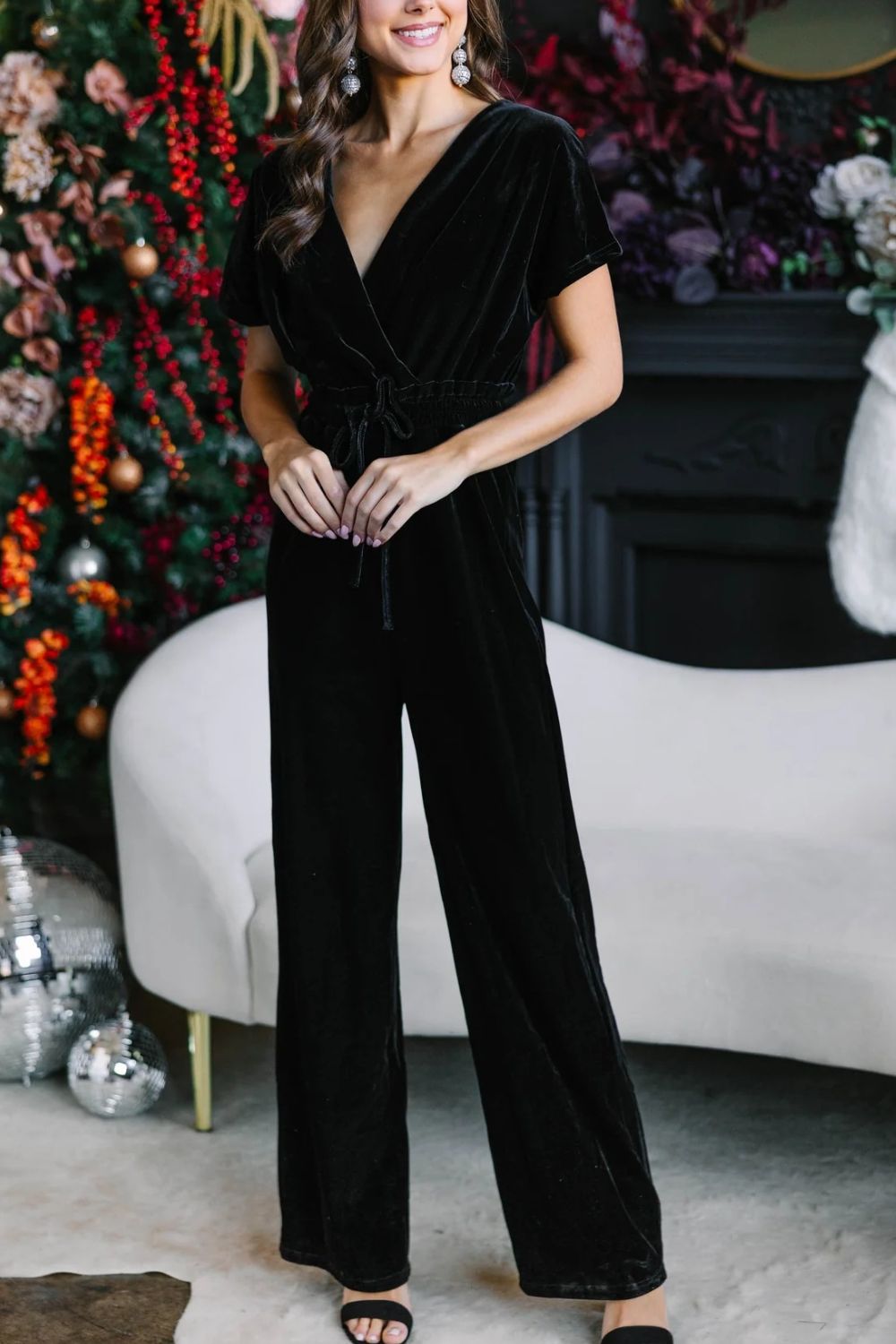 Jumpsuit mit kurzen Ärmeln und Kordelzug