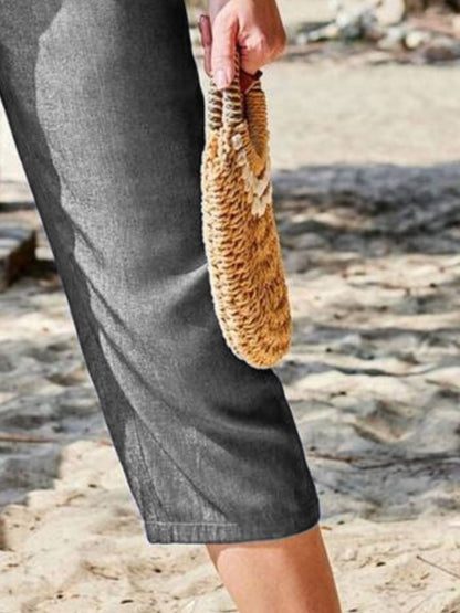 Caprihose mit elastischer Taille und Taschen