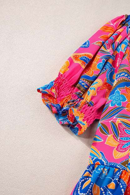 Bluse mit kurzen Ärmeln und Schößchen-Print