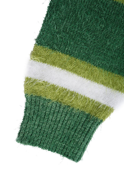 Gestreifter Cardigan mit Knöpfen und überschnittenen Schultern