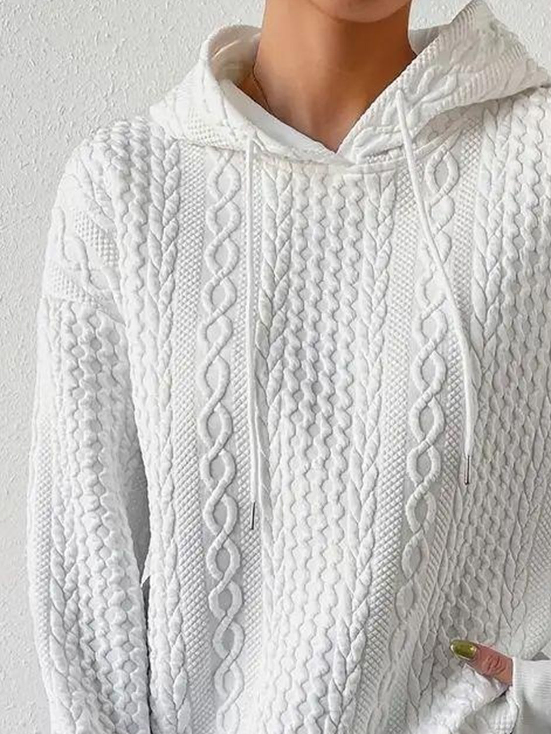 Kapuzenpullover mit überschnittener Schulter und Kordelzug