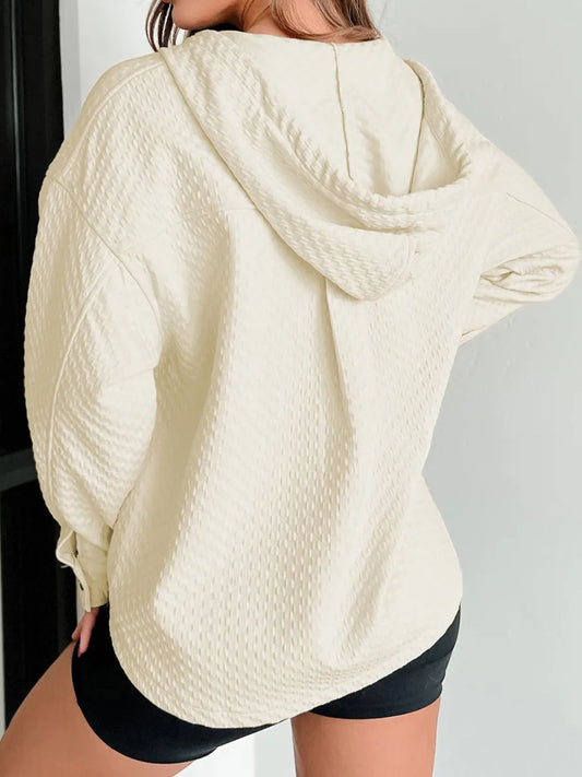 Kapuzenpullover mit halblangem Knopf und Kordelzug