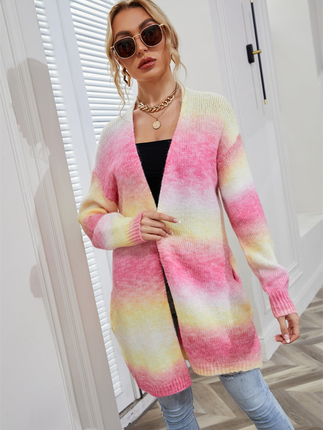 Angel Wings Strickjacke in voller Größe mit Farbverlauf und offener Vorderseite