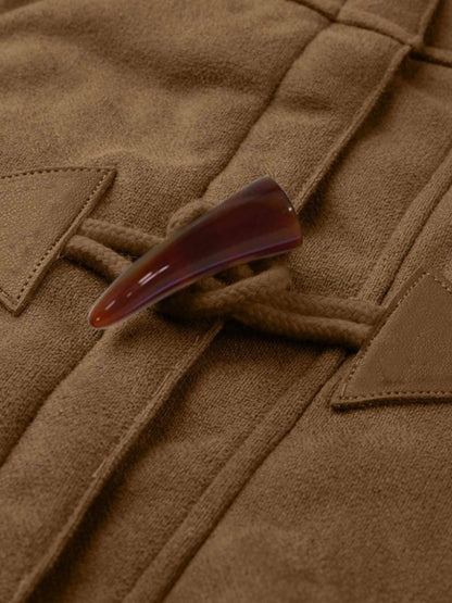 Volle Größe Langärmlige Kapuzenjacke mit Knebelknöpfen und Taschen