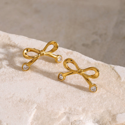 Ohrringe mit Zirkonia-Schleife aus Edelstahl