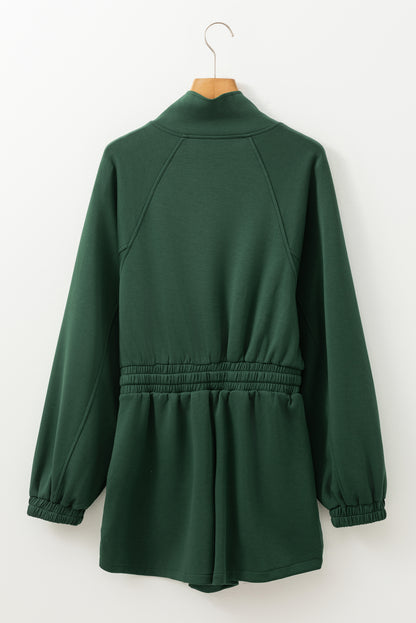 Langärmliger Strampler mit Kordelzug und halbem Reißverschluss