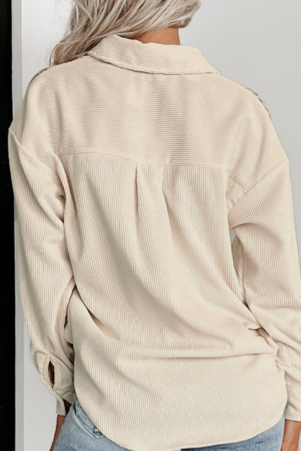 Langärmlige Jacke mit Hahnentrittmuster und Knöpfen