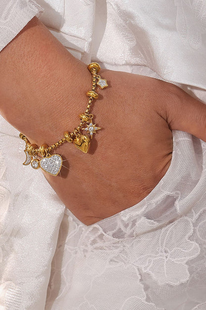 Titanstahl-Armband mit Herzanhänger und Zirkonia