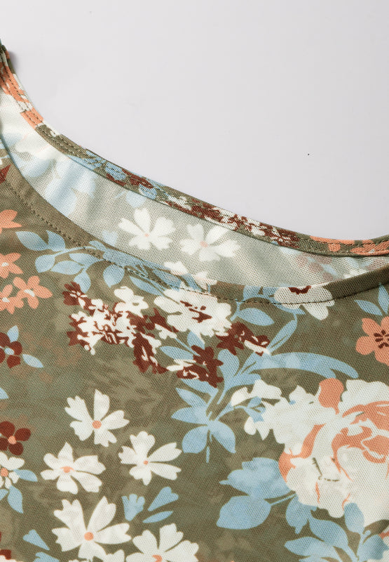 Langarm-T-Shirt mit Rundhalsausschnitt und Blumenmuster