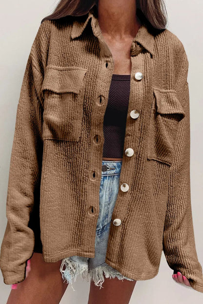 Langärmlige Hemdjacke mit Knopfleiste