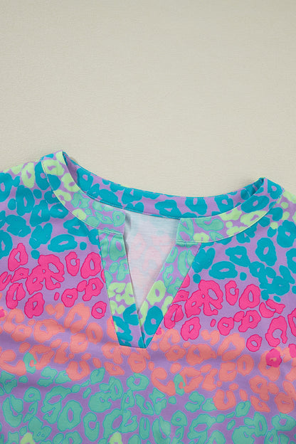 Plus Size Bluse mit Leopardenmuster und langen Ärmeln