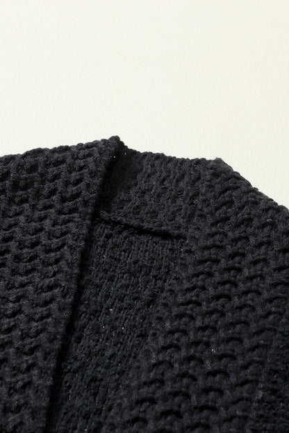 Einfarbige Strickjacke mit offener Vorderseite