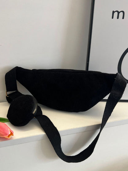 Umhängetasche aus Cord mit verstellbarem Riemen und Beutel