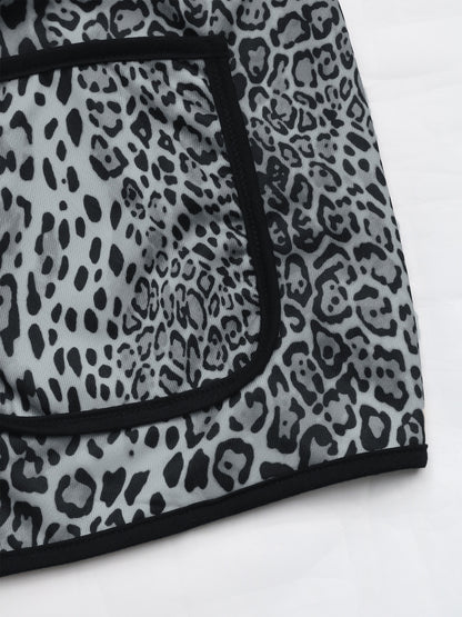 Perfee – Langärmlige Jacke mit Leopardenmuster und offener Vorderseite