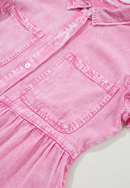 Mini-Jeanskleid mit Kragen und Knopfleiste