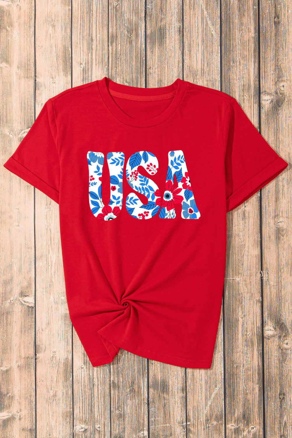 USA T-Shirt mit Rundhalsausschnitt und kurzen Ärmeln