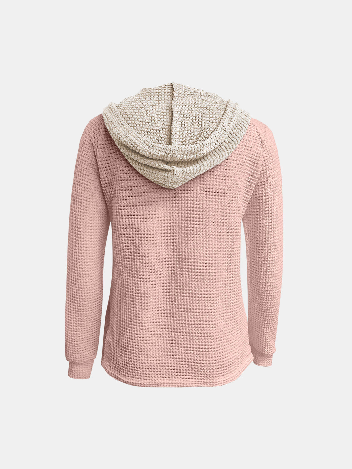 Kapuzenpullover mit langen Ärmeln und Waffelstrick in voller Größe und Kontrast
