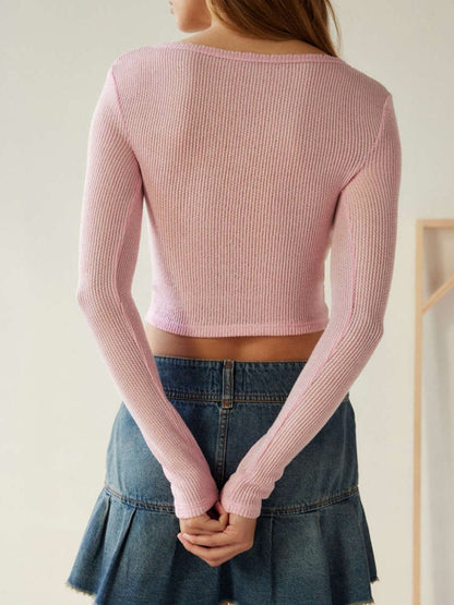 T-Shirt mit langen Ärmeln und Einkerbung