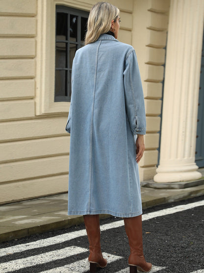 Jeansjacke mit Knopfleiste und Kragen