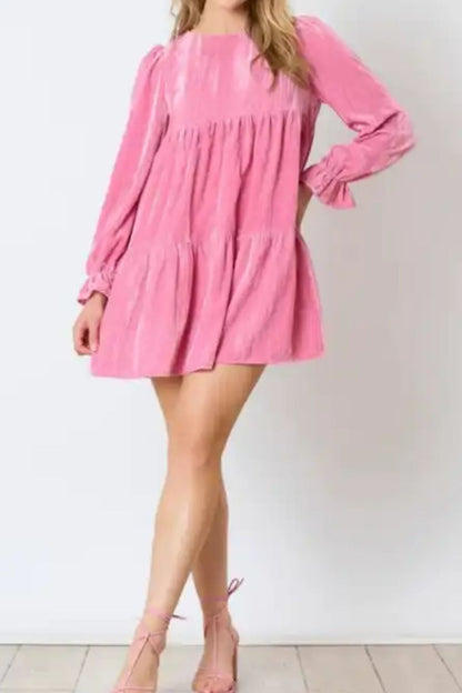 Minikleid mit Rundhalsausschnitt und Volantärmeln