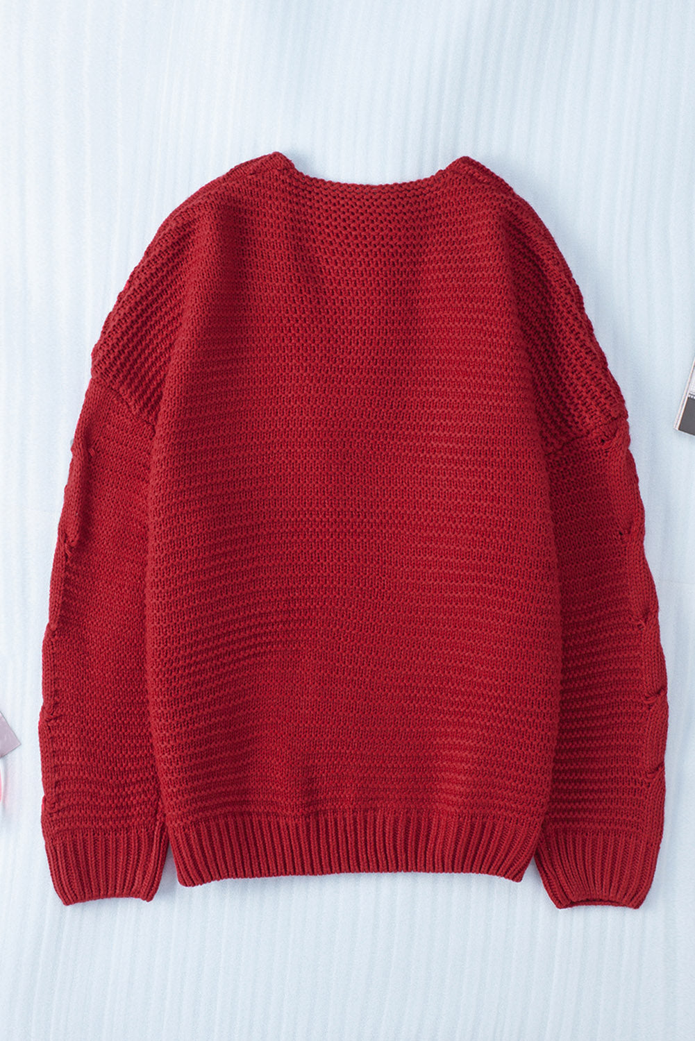 Strickjacke mit offener Vorderseite und Zopfmuster