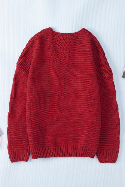 Strickjacke mit offener Vorderseite und Zopfmuster