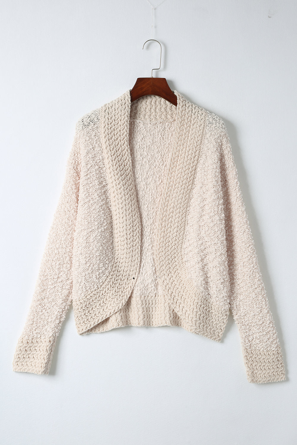 Einfarbige Strickjacke mit offener Vorderseite