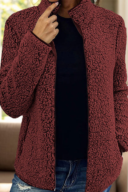 Rollkragenjacke mit Reißverschluss und Taschen