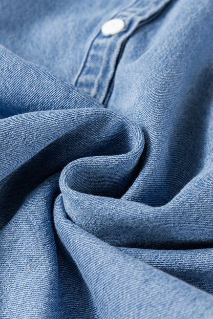 Jeansoberteil mit halben Knöpfen und langen Ärmeln