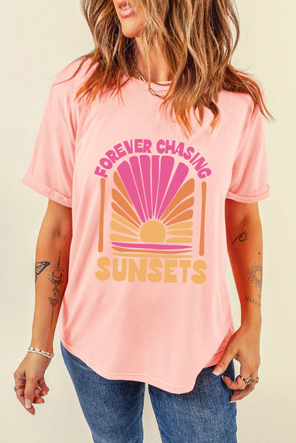 FOREVER CHASING SUNSETS Rundhals-T-Shirt