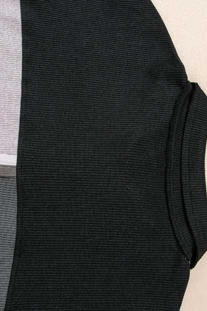 Langarm-Sweatshirt mit Farbblock-Muster und Kragen