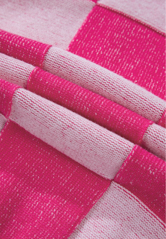 Karierter Cardigan mit V-Ausschnitt und langen Ärmeln