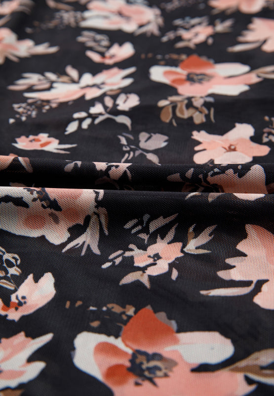 Langärmlige Bluse mit Rollkragen und Blumenmuster