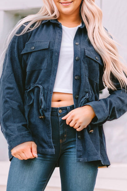Chaqueta geométrica de manga larga con cordón y botones de talla grande