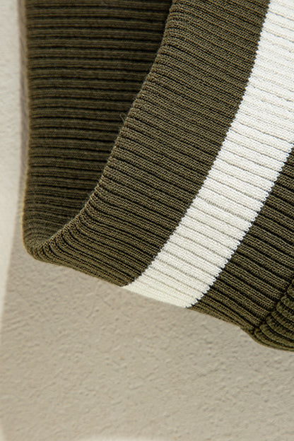 Langarmjacke mit kontrastierendem Baseballkragen und Druckknöpfen