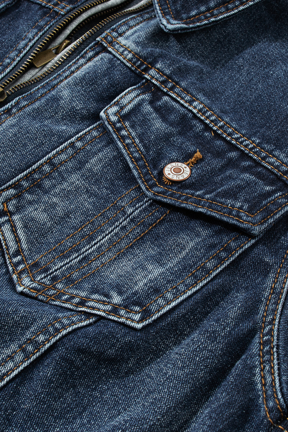 Fake Zweiteilige Jeansjacke mit Kapuze und Reißverschluss