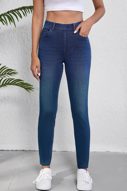 High Waist Skinny Jeans mit Taschen