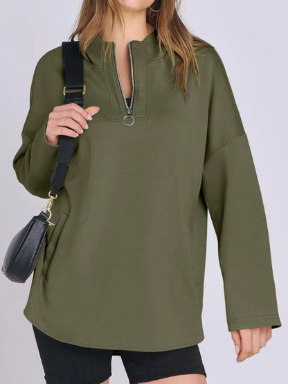 Langärmliger Hoodie mit Viertelreißverschluss