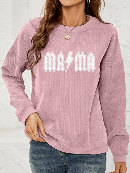 MAMA – Sweatshirt mit überschnittener Schulter und Grafik