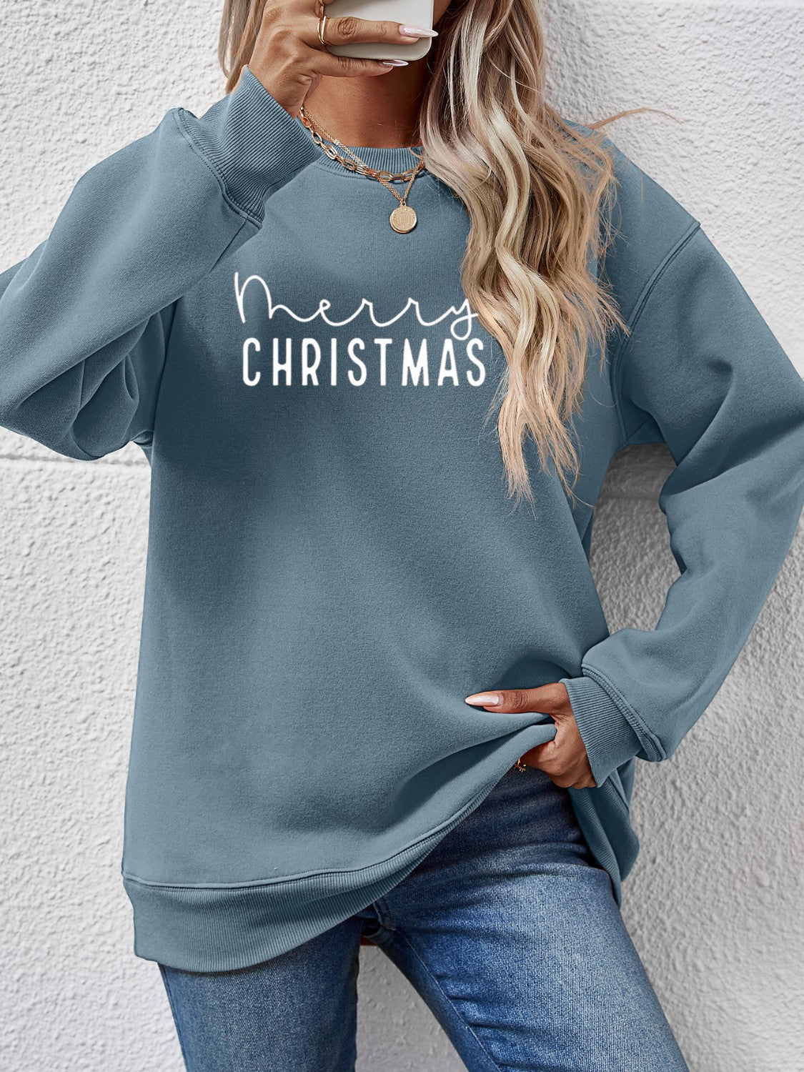 MERRY CHRISTMAS Sweatshirt mit überschnittenen Schultern