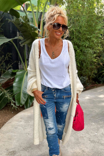 Cardigan mit Buchstaben-Print und überschnittener Schulter