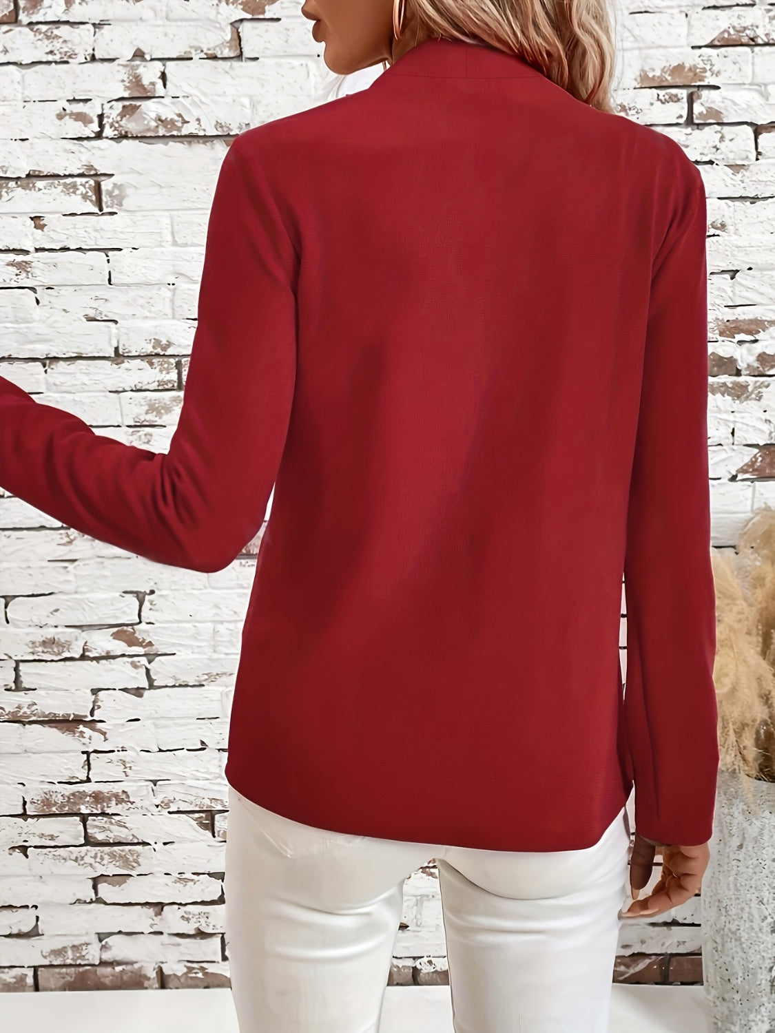 Einfarbige Strickjacke mit offener Vorderseite und langen Ärmeln