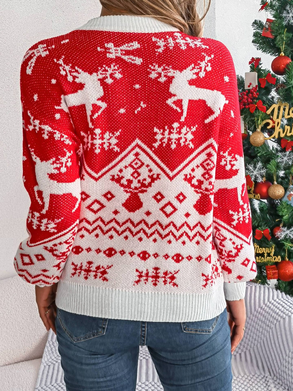 Weihnachtselement Rundhals Langarmpullover
