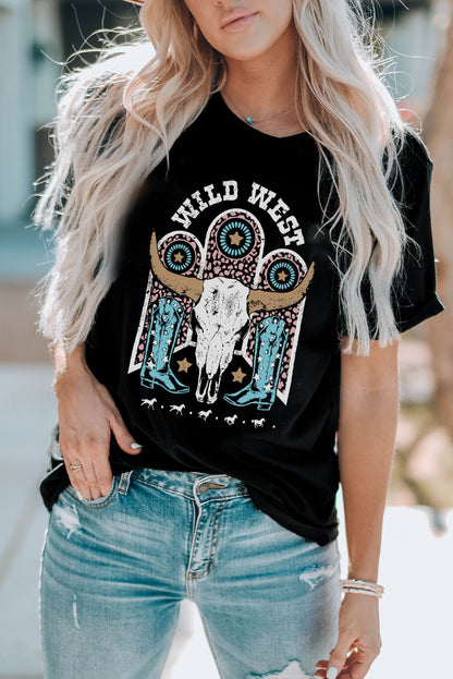 WILD WEST Grafik-Kurzarm-T-Shirt