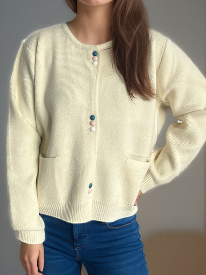 Langärmliger Cardigan mit Knopfleiste und Taschen