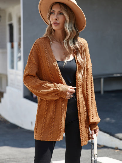 Strickjacke mit langen Ärmeln und offener Vorderseite