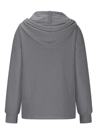 Kapuzenpullover mit Kordelzug und Viertelknopfleiste