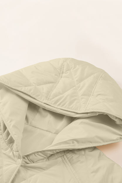 Gesteppter Wintermantel mit Druckknöpfen und langen Ärmeln