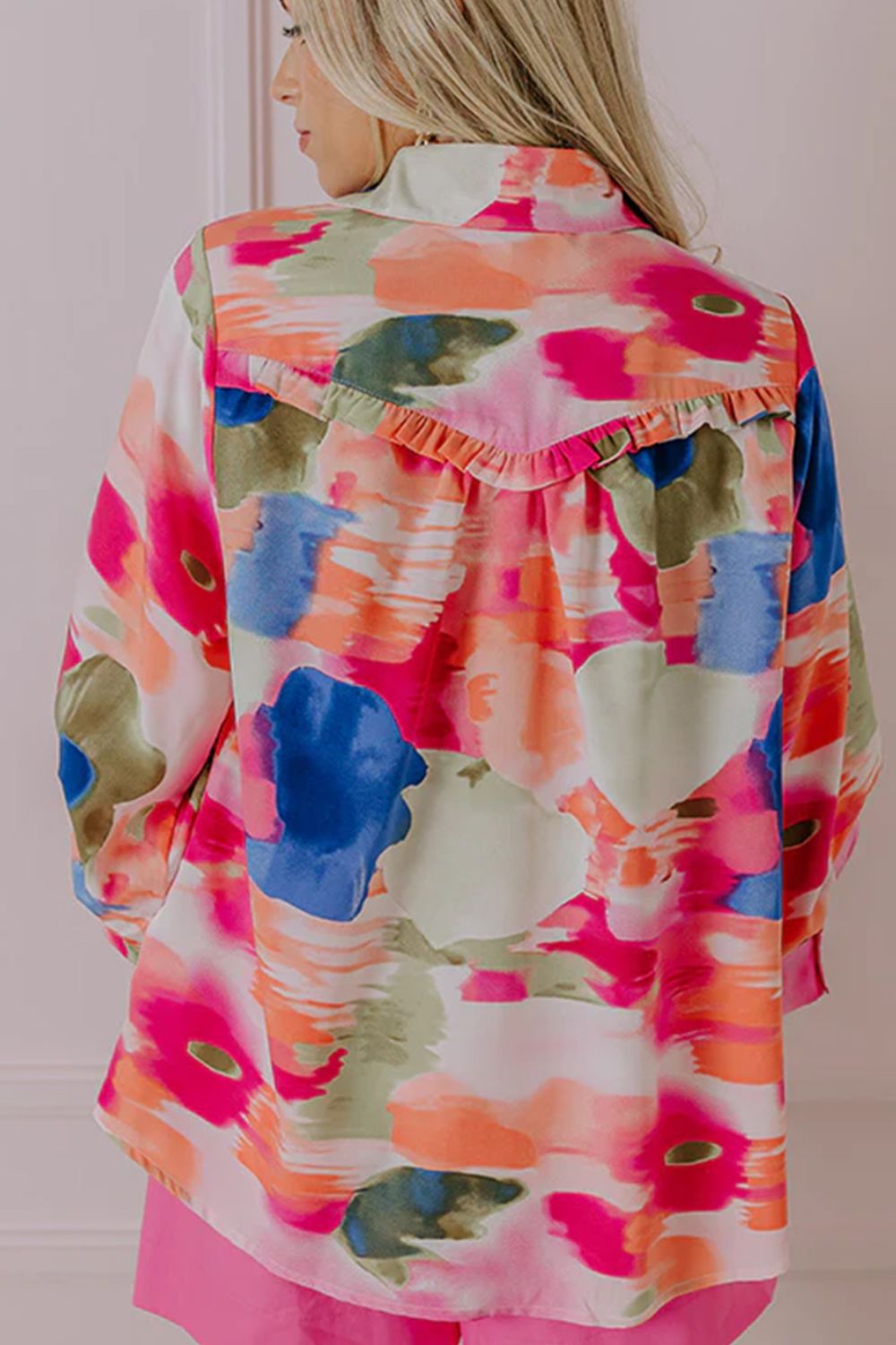 Langarmhemd mit abstraktem Druck und Kragen