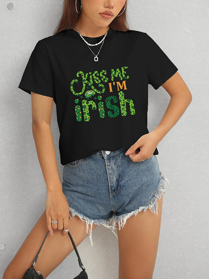 KISS ME I'M IRISH T-Shirt mit Rundhalsausschnitt
